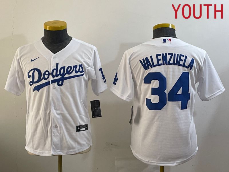 Youth Los Angeles Dodgers #34 Valenzuela White Game 2024 Nike MLB Jersey style 10291->youth mlb jersey->Youth Jersey